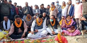 जसपा नेताद्वारा पुलकाे शिलान्यास