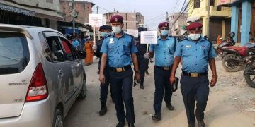 काेराेना संक्रमण नियन्त्रणकाेलागि जिल्ला प्रहरी कार्यालय महाेतरी सक्रिय