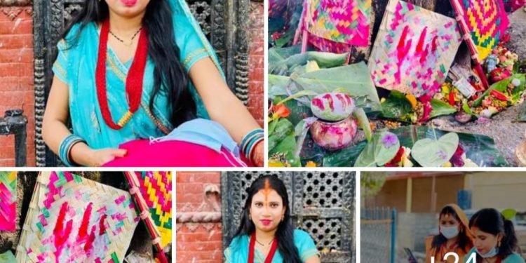 पतिको दीर्घायु तथा कुशल दाम्पतीय जीवनको कामना गर्दै मिथिलाञ्चलका महिलाहरुले बट सावित्री पर्व  मनाउदै