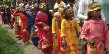 एकडारामा कुमारिकन्या द्वारा कलश सोभायात्रा संगै वडा दशै शुरु