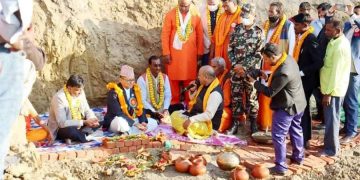 लुम्बिनीमा कराेडाैंकाे भव्य रामजानकी मन्दिर शिलान्यास