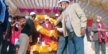 कपिलवस्तुको बहादुरगंजमा अध्यक्ष ओलीको भव्य स्वागत