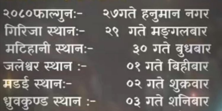 मिथिला मध्यमा परिक्रमा कल्ना प्रस्थान