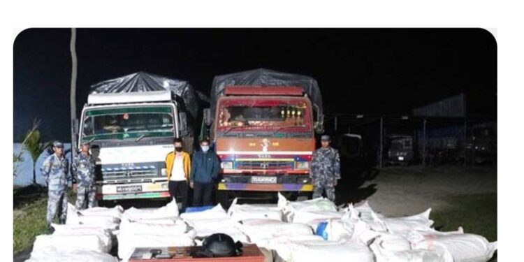 एक हजार ६ सय किलो गाँजासहित दुईजना पक्राउ